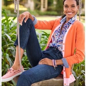 NWT TALBOTS| Orange and Pink Girlfriend Cardigan-Tipped |Size 3XL